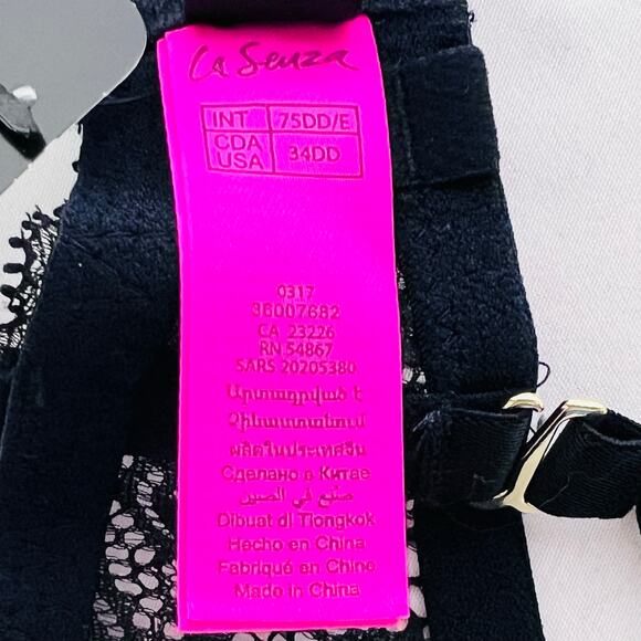 La Senza Bra Lot 2 Size 34DD Pink Black Padded Sheer Underwire Push Up Lace New - Picture 10 of 16